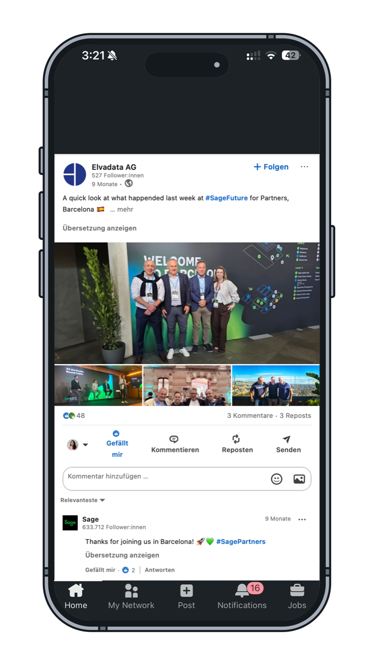 An Elvadata AG post on LinkedIn